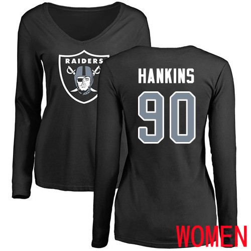 Oakland Raiders Olive Women Johnathan Hankins Name and Number Logo NFL Football #90 Long Jersey